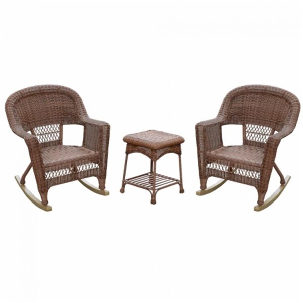 Propation Santa Maria Espresso Rocker Wicker Chair Set with Cushions, Black - 3 Piece PR2593390